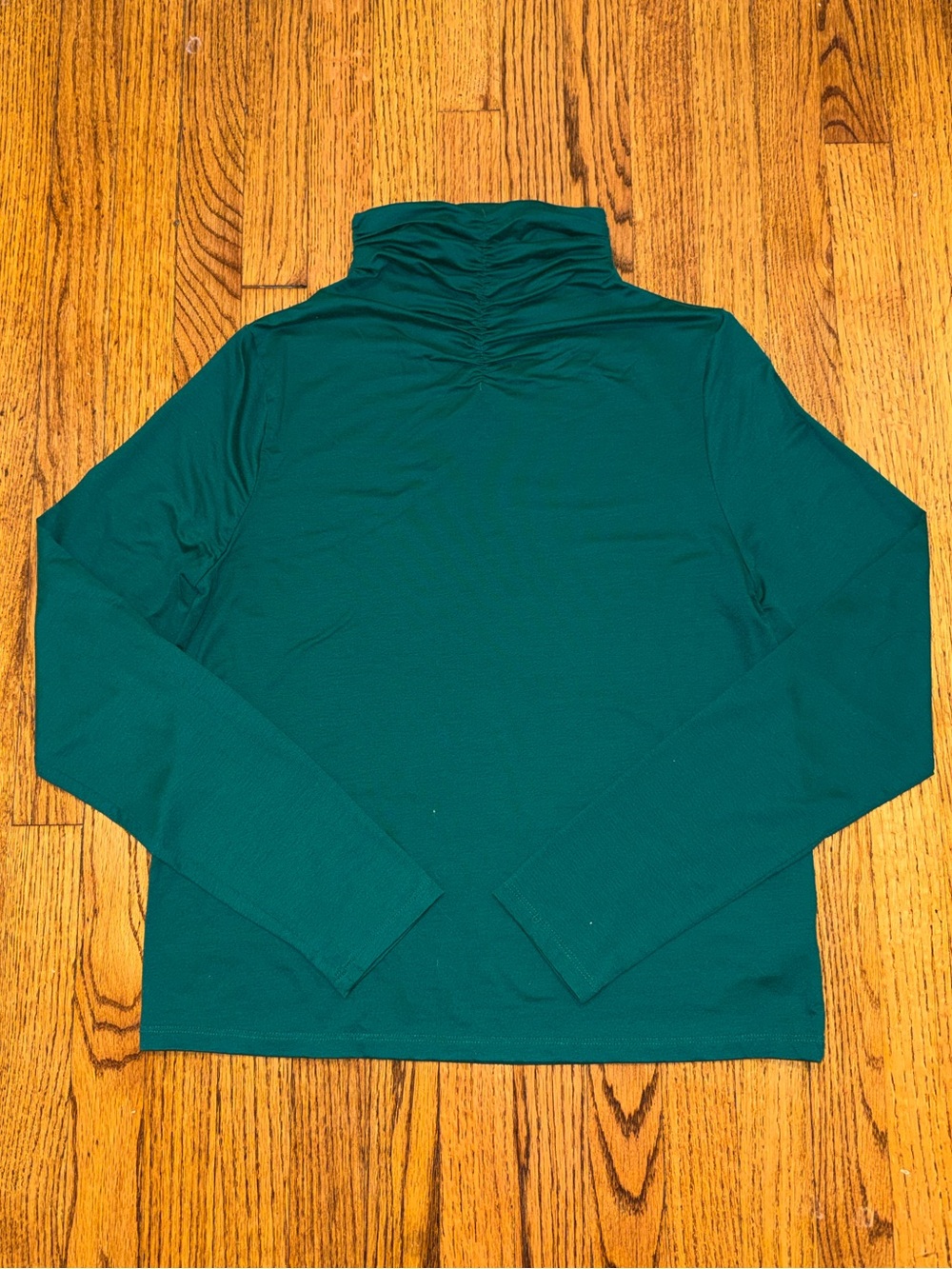A New Day Women's Green Long Sleeve Turtleneck Ruched Neck L